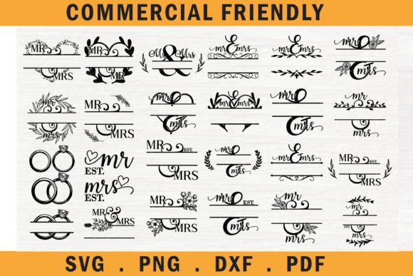 Download Mr and Mrs Monogram Bundle SVG,wedding - Monogram Collection