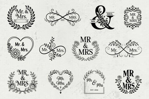 Download Mr and Mrs Wedding Monogram SVG Bundle - Monogram Collection