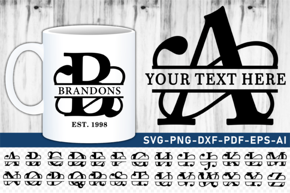 Download Ornate Split Monogram Letters, Font SVG - Monogram Collection