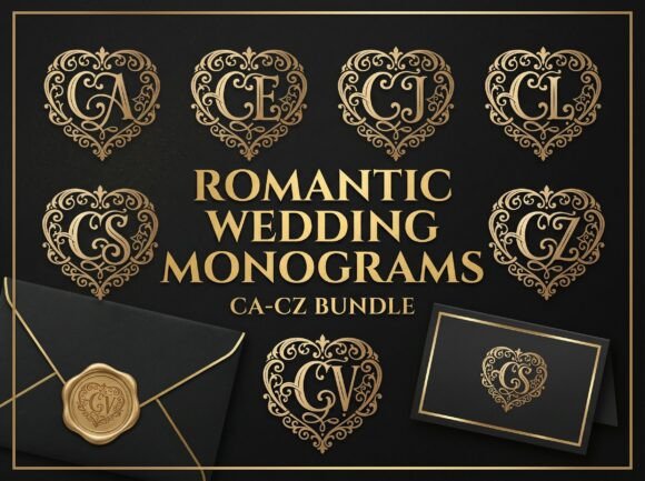 Download 26 Romantic Wedding Monogram CA-CZ - Monogram Collection